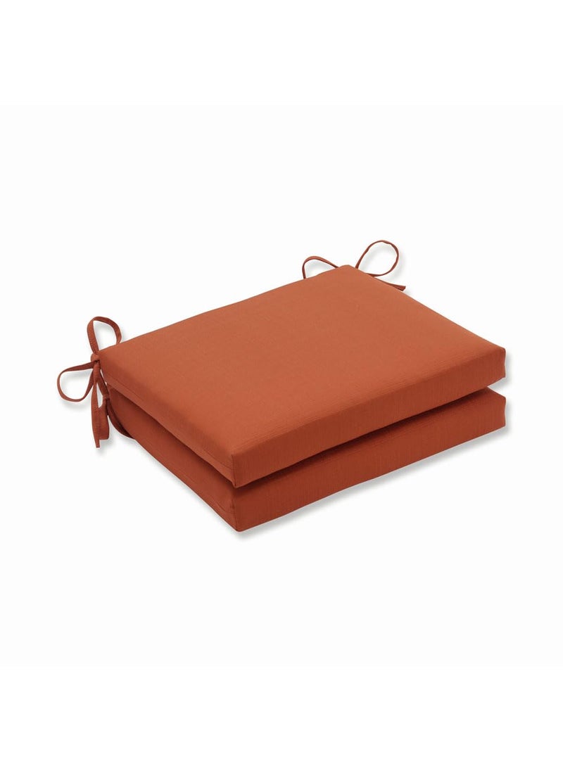 Pillow Perfect Pillow Perfect Monti Chino Solid IndoorOutdoor Patio Seat Cushions Plush Fiber Fill Weather and Fade Resistant Square Corner  16 x 185 Orange 2 Count 