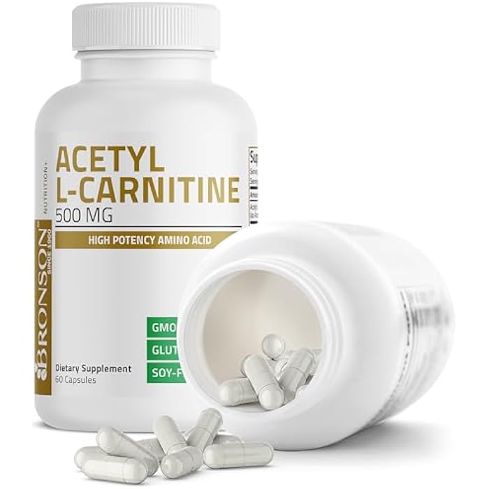Bronson Acetyl L-Carnitine 500 MG High Potency Amino Acid Non-GMO, 60 Capsules - Image 4
