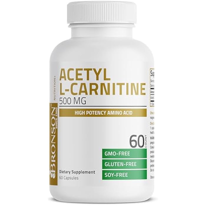 Bronson Acetyl L-Carnitine 500 MG High Potency Amino Acid Non-GMO, 60 Capsules - Image 3