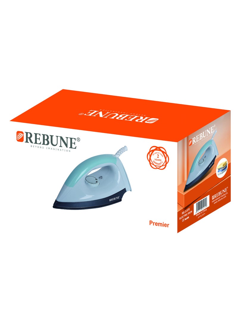 REBUNE Dry Iron, 1100W Power, Non-Stick Soleplate, 5 Temperature Levels, Model RE-3-070 0.09 kg 1100 W RE-3-070 White - Image 3