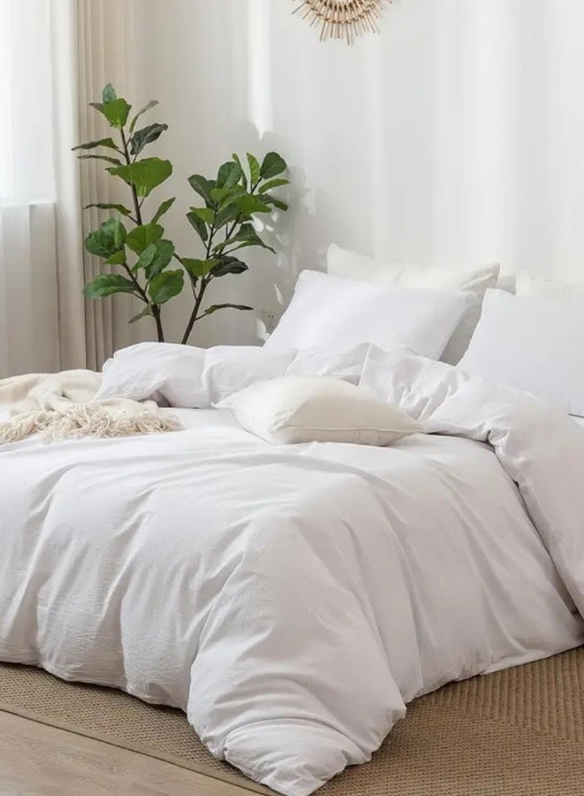 LUNA Home Queen Size 6-Piece Premium Quality Bedding Set in Solid White, No Filler Included. - Image 4