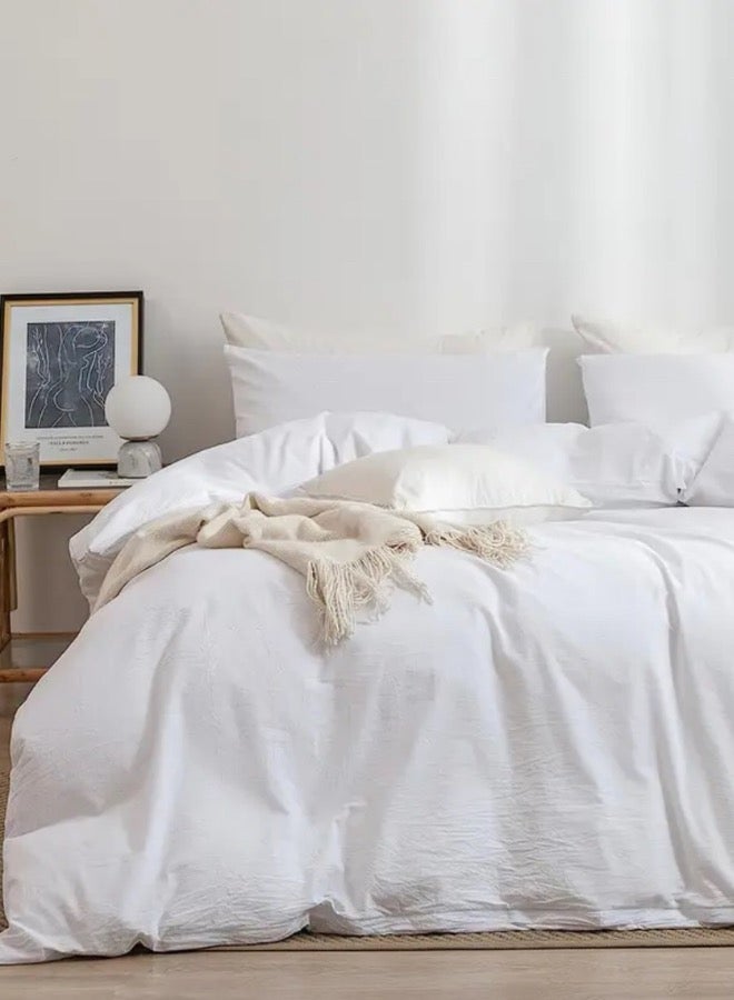 LUNA Home Queen Size 6-Piece Premium Quality Bedding Set in Solid White, No Filler Included. - Image 1