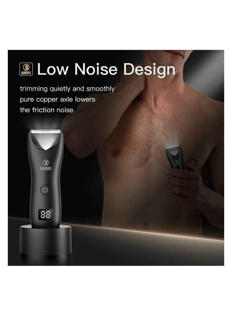 BLADELOCK 2-in-1 Full Body & Beard Trimmer, IPX7 Waterproof Rechargeable Cordless Electric Trimmer with LED Light & Ceramic Blades for Men, Grooming Kit, Manscaping, Safe & Painless Design, Black - Image 5