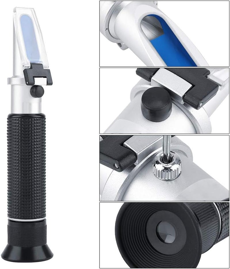 klarako Refractometer, 3 in 1 Design Handheld Sugar Salinity Tester Durable Aluminum Salinometer to Test the Sugar Content of Beer Honey Vegetable Oil Syrup Molasses Fruit Juice the Salinity - Image 4