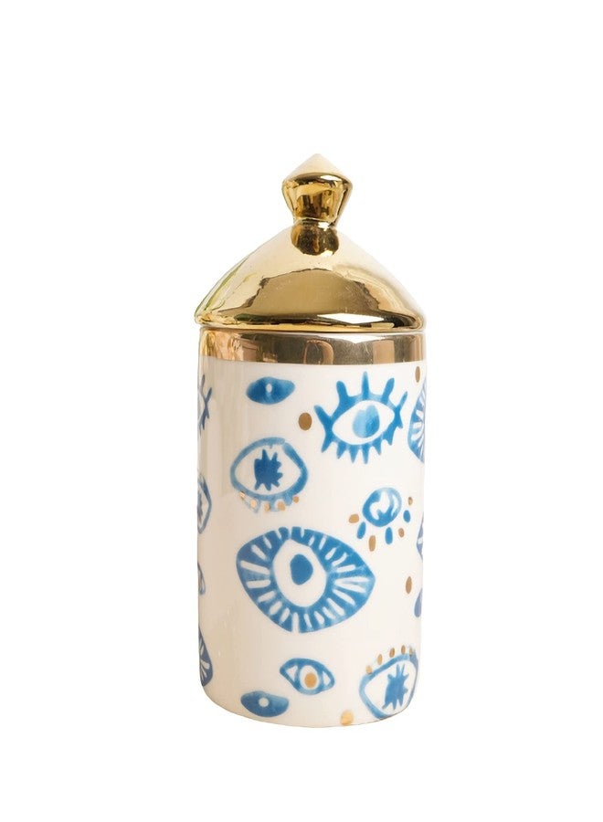 Beccalame وعاء شمع عطري على شكل عين كبيرة من بيكالام مع غطاء، كوب مكياج سيراميكي، حامل أعواد قطنية، زجاجة زينة منزلية، ديكور منزلي للمدفأة والمطبخ وغرفة الطعام وغرفة المعيشة، حامل شموع - Image 1