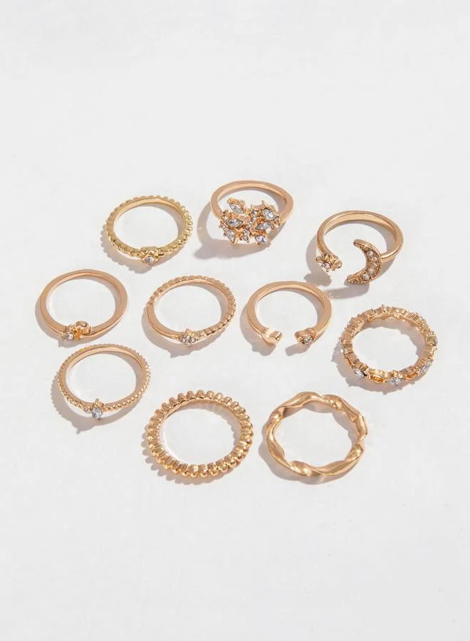 Styli Styli Set of 10 - Textured Embellished Rings