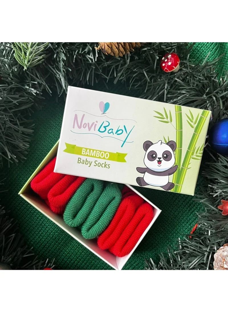 Novibaby 3-Piece Bamboo Newborn Baby Socks Christmas