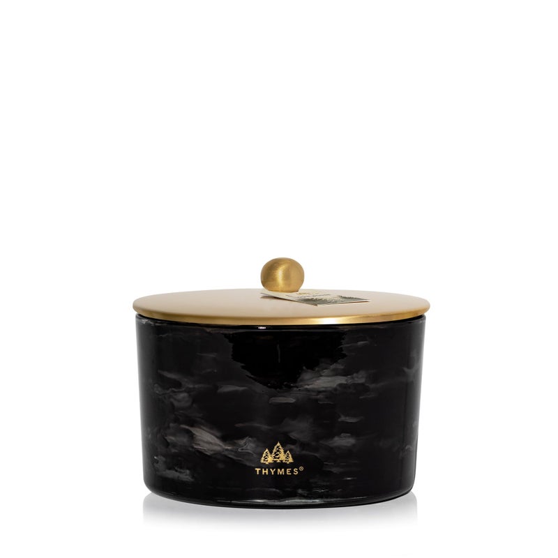Thymes Noir Woods Scented Candles for Home Decor â€“ Notes of Fresh Evergreen, Smoky Wood & Golden Amber â€“ Luxury Home Fragrance Gifts for Women & Men â€“ Burns Up to 38 Hrs (Large 3 Wick Candle, 18 oz) - Image 1