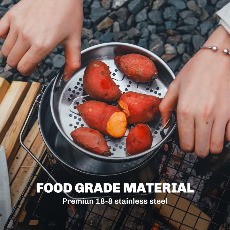 Fire-Maple Firemaple Antarcti 1.8L Stainless Steel Pot - Food Grade SUS304 Camping Pot with Steaming Function - Lightweight and Durable for Outdoor Cooking - Image 1