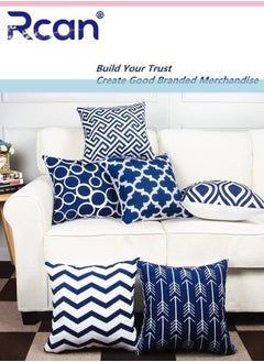 Rcan Pack of 6 Throw Pillow Covers, Decorative Cushion Covers, Durable Canvas Outdoor Cushion Covers, Pillow Sofa Cushion Covers for Home Decoration Bedroom 45x45CM/18x18''  - Image 5