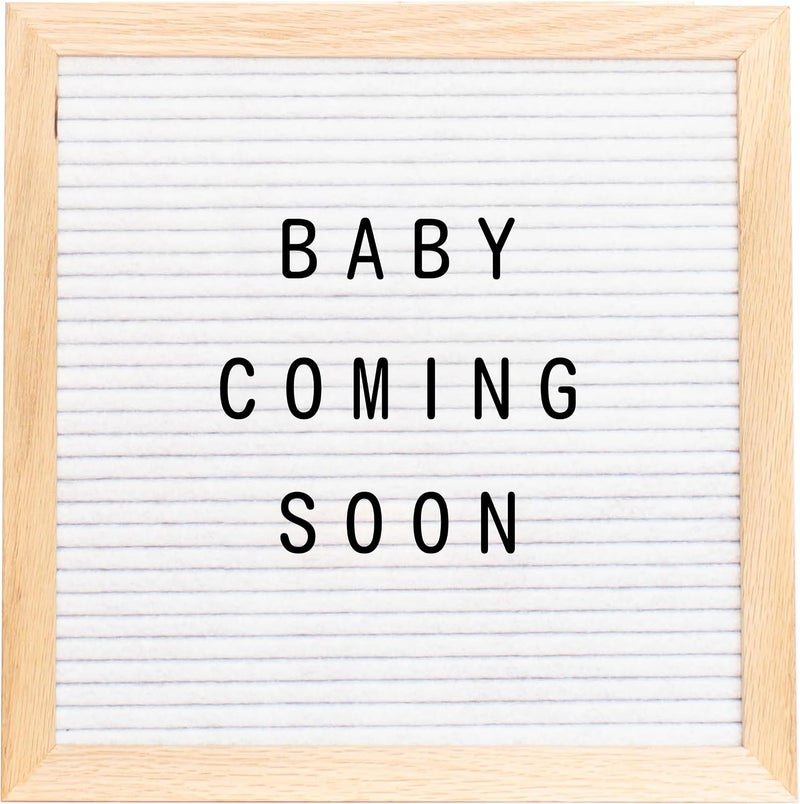 Stiles 10"x10" Felt Letter Board Sign Set, With 340 Plastic Letters, Numbers, and Symbols, Changeable Wooden Message Board for Menu, Milestones, or Baby Announcement Sign, White - Image 2