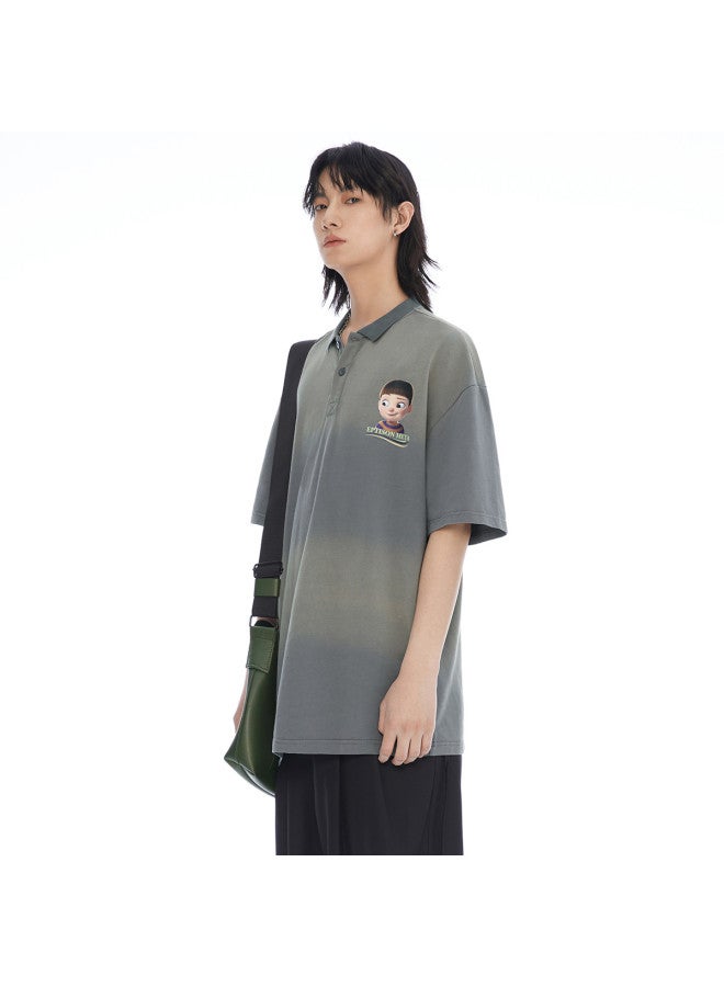 EPTISON تي شيرت بولو للجنسين بطباعة حروف، تصميم فضفاض غير رسمي بأكمام قصيرة - Image 5