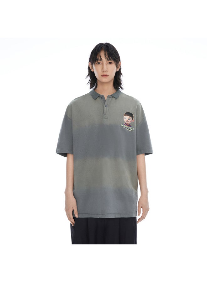 EPTISON تي شيرت بولو للجنسين بطباعة حروف، تصميم فضفاض غير رسمي بأكمام قصيرة - Image 4