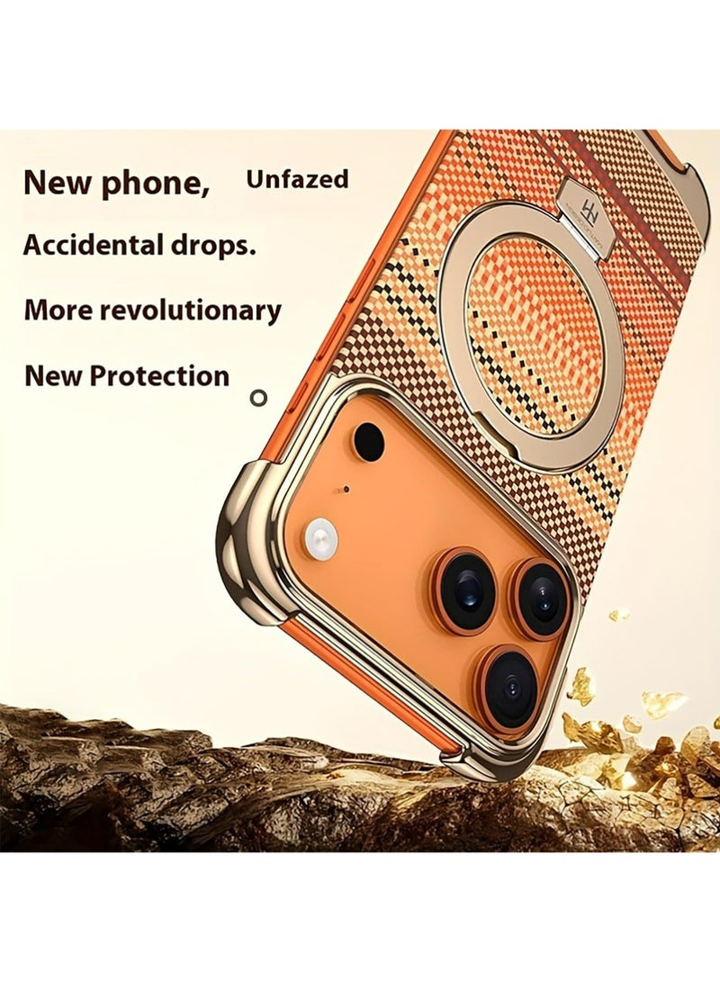 بولوز لآيفون 17 برو ماكس الحالة، الكهربائية غير الإطار ألياف الكربون نسيج المغناطيسي الدوار الوقوف حالة واقية مقاومة للإسقاط - Image 3