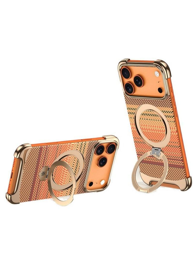 بولوز لآيفون 17 برو ماكس الحالة، الكهربائية غير الإطار ألياف الكربون نسيج المغناطيسي الدوار الوقوف حالة واقية مقاومة للإسقاط - Image 1