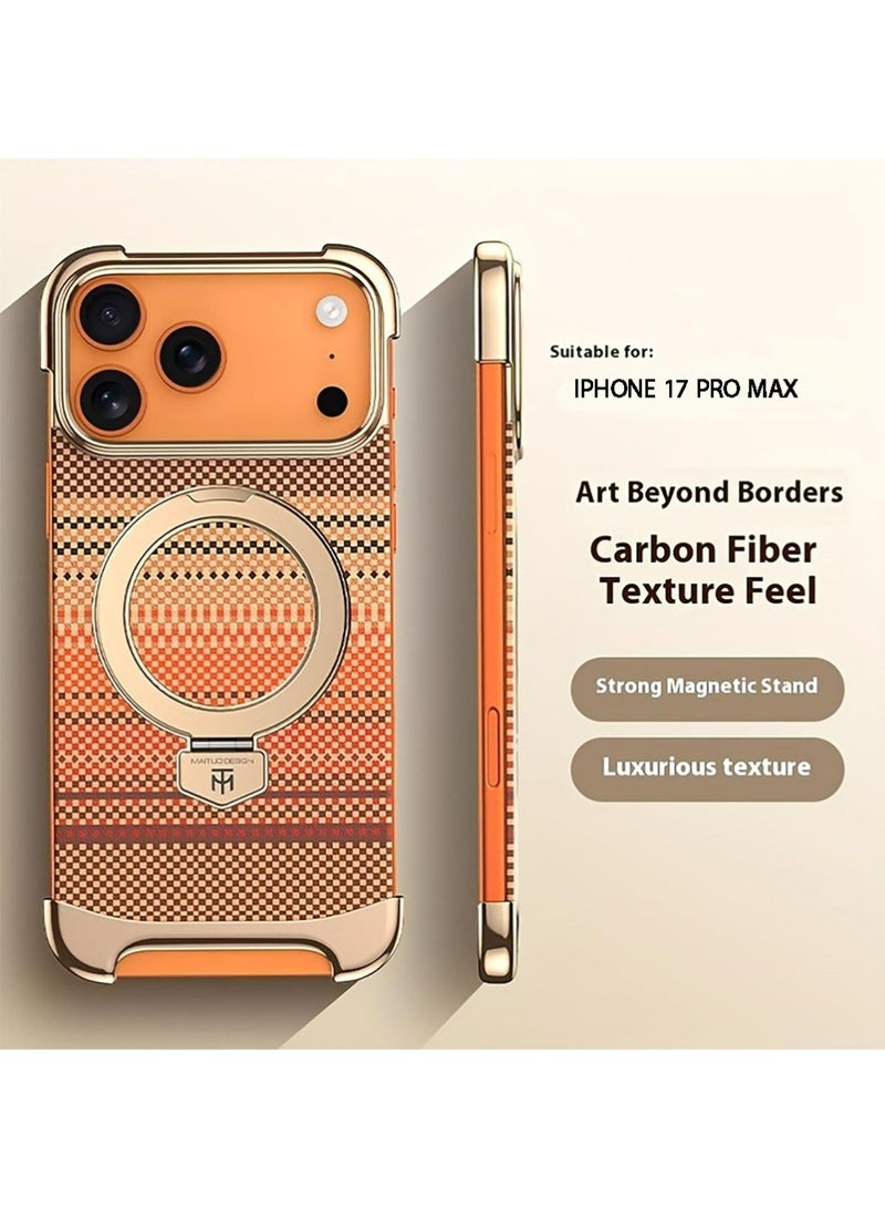 بولوز لآيفون 17 برو ماكس الحالة، الكهربائية غير الإطار ألياف الكربون نسيج المغناطيسي الدوار الوقوف حالة واقية مقاومة للإسقاط - Image 2
