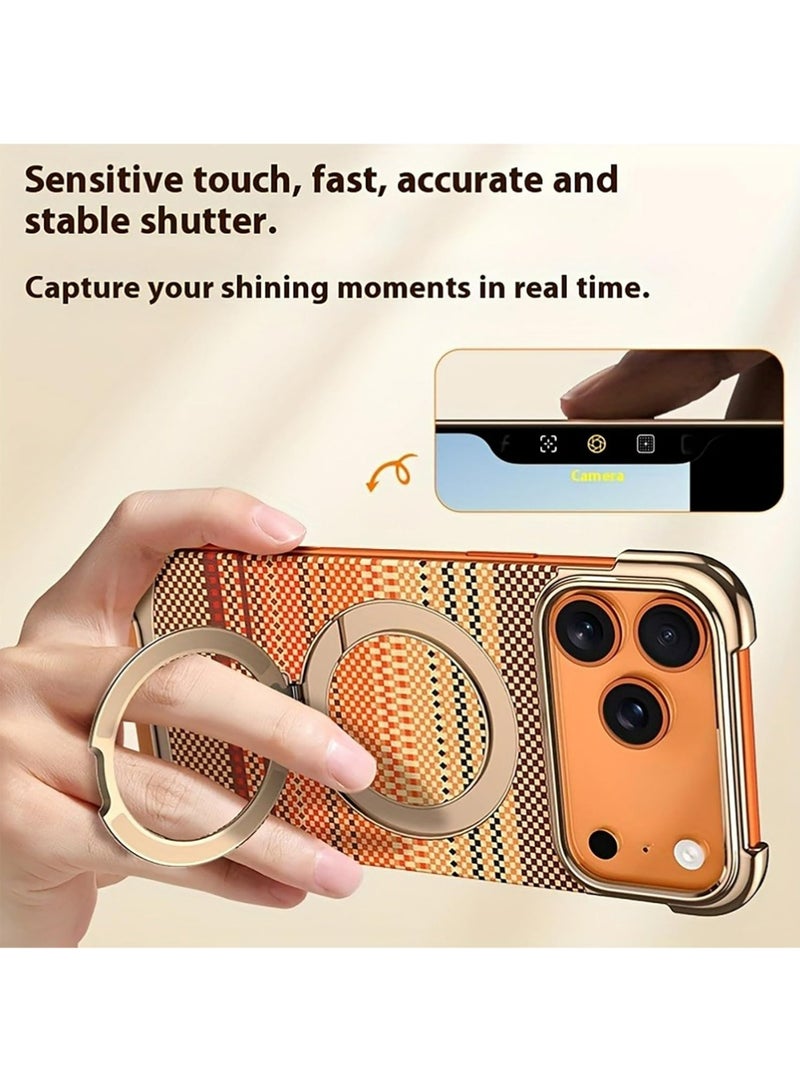 بولوز لآيفون 17 برو ماكس الحالة، الكهربائية غير الإطار ألياف الكربون نسيج المغناطيسي الدوار الوقوف حالة واقية مقاومة للإسقاط - Image 4