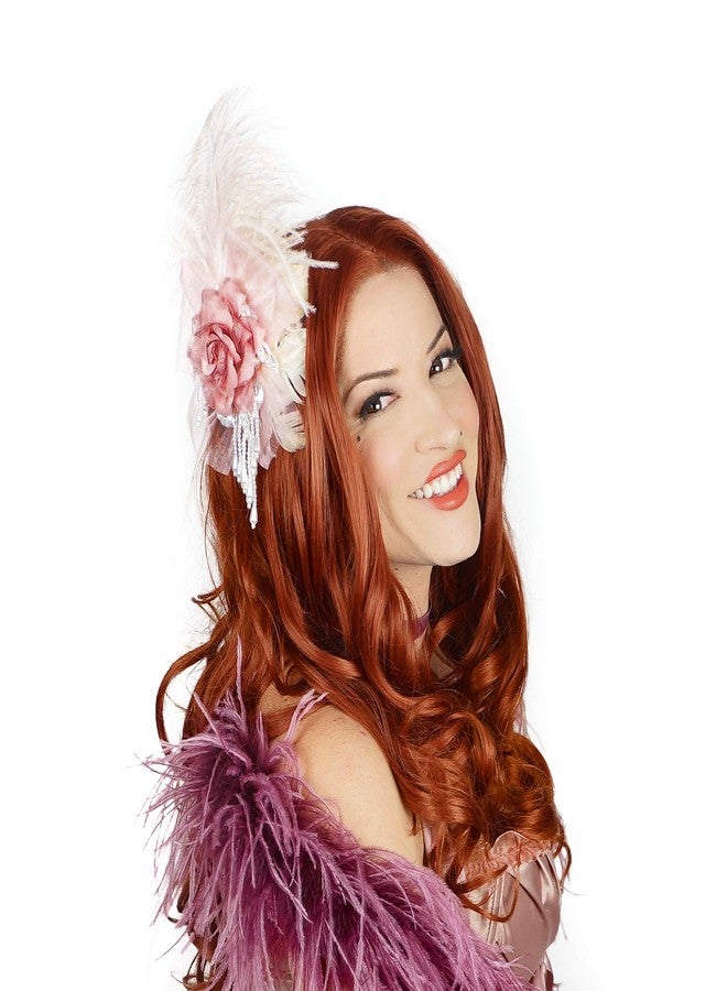 Zucker Victorian Style Marie Antoinette Champagne Pink Feather Clip Fascinator - Halloween or Bridal Hair Accessory - Image 2