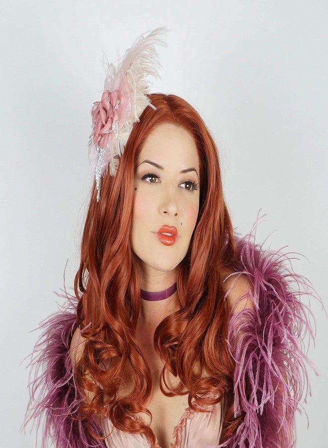 Zucker Victorian Style Marie Antoinette Champagne Pink Feather Clip Fascinator - Halloween or Bridal Hair Accessory - Image 3