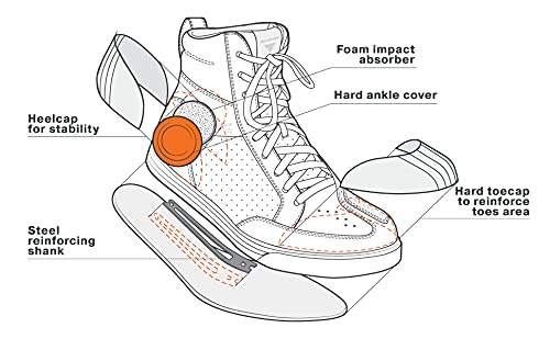 SHIMA أحذية شيماء بليك للدراجات النارية للرجال - جلد، قابلة للتنفس، أحذية ركوب الشارع المعززة بسحاب جانبي، دعم للكاحل، نعل مضاد للانزلاق، وسادة تروس (أسود، 8.5) - Image 4