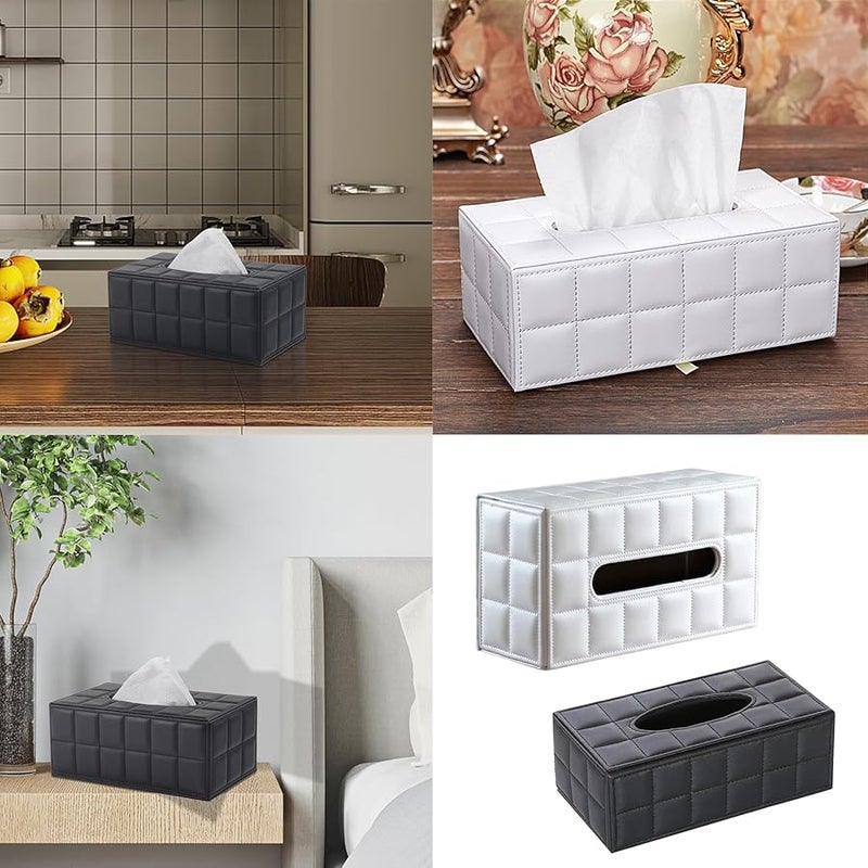 White PU Leather Tissue Box Elegant Home Decor for Living Room or Office - Image 3