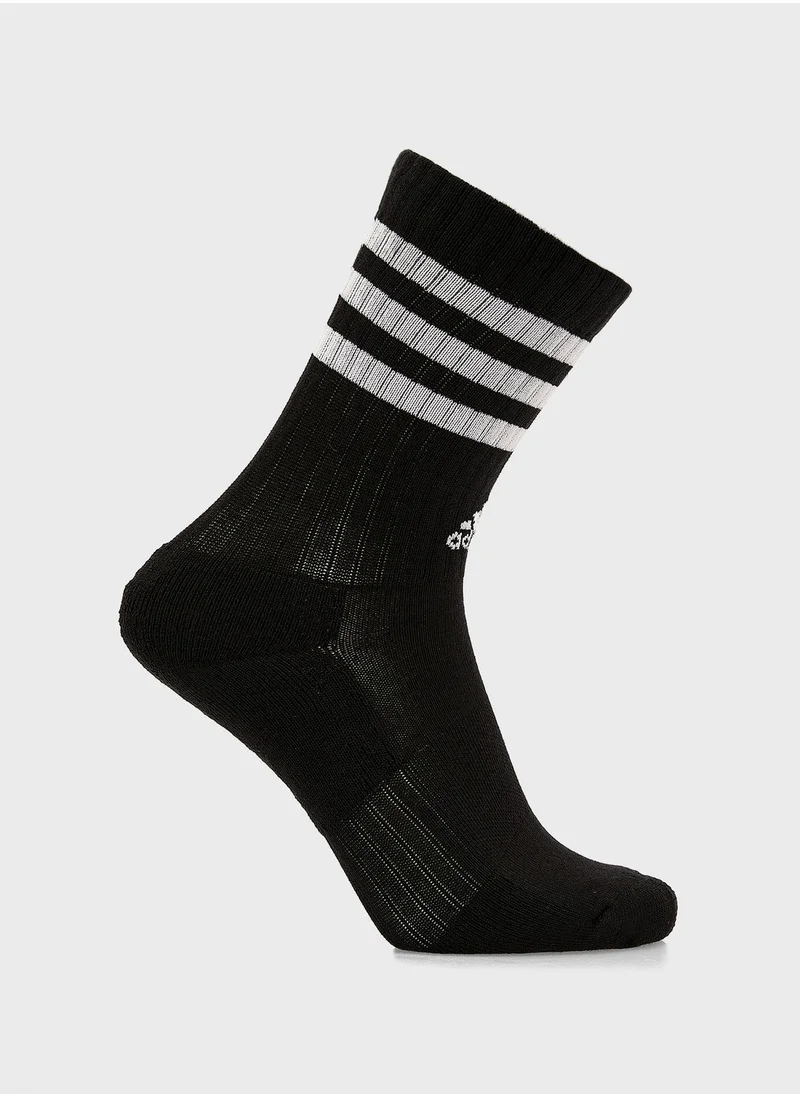 Adidas 3 Pack 3 Stripes Cushioned Sportswear Crew Socks