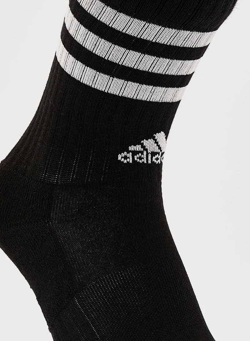 Adidas 3 Pack 3 Stripes Cushioned Sportswear Crew Socks