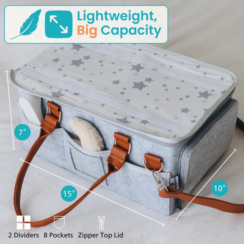 Home For Each Baby Diaper Caddy Organizer with Lid, Multiple Compartments Baby Caddy, Waterproof Diaper Tote Bag Infants, Travel Baby Bag Must Haves, Baby Gift Basket Newborn Essentials - Image 4
