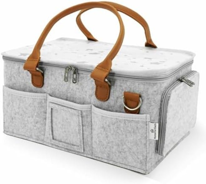 Home For Each Baby Diaper Caddy Organizer with Lid, Multiple Compartments Baby Caddy, Waterproof Diaper Tote Bag Infants, Travel Baby Bag Must Haves, Baby Gift Basket Newborn Essentials - Image 1