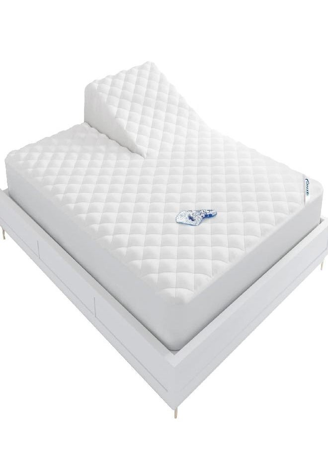 Moonsea Waterproof Split Top Queen Mattress Pad Protector for Adjustable Bed, 34" Top Split from Head, Noiseless, Soft Padded Matress Protector  - Image 3