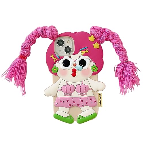 QoKcoahn Case Compatible with iPhone 16 Pro Max,Cute 3D Kawaii Funny Girls Have Long Hair Cartoon Cover with Keychain Soft Silicone Gel Drop Protector Women Girls - Image 1