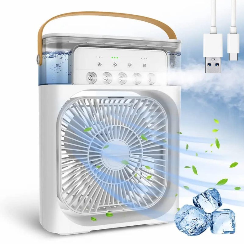 PRYTA PRYTA Portable Mini Air Conditioner Small AC Quaite Personal Air Cooler USB Power Mini Desktop Cooling Misting Fan 123 Timer with Speed 360 Adjustable for Home Office Room Desk and Car  - Image 1