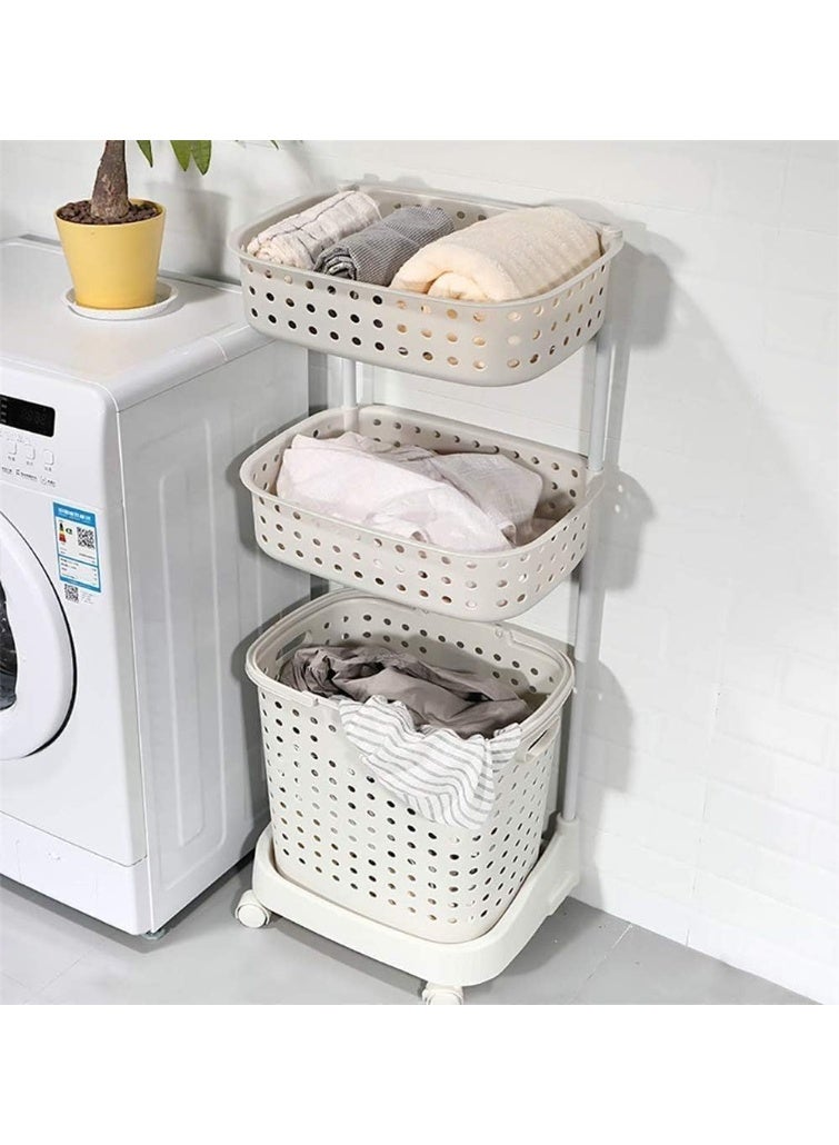 DubaiGallery Mobile Laundry Basket Rack – 3-Tier Detachable Storage Cart for Bathroom, Laundry Room, or Closet - Image 2