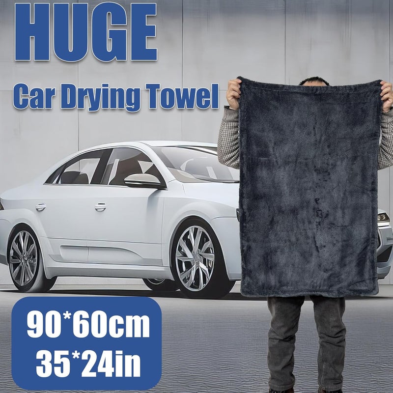 PEASUG Microfiber Towels for Cars, Car Drying Towel Detailing Wash Extra Large Super Absorbent Mega Cleaning Cloth, 1200GSM Microfiber Drying Towels for Cars, 36 x 24 inch Black - Image 2