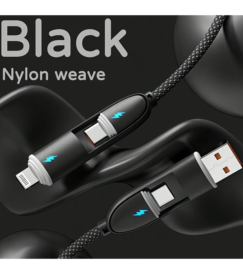 4 In 1 Digital Display Multi Charger Cable Dual Drag Dual Type C Design High Speed Fast Charging Cord Portable Universal Charging Solution For Home Office And Travel Electronics Blue Latest Upgraded Version - Image 2