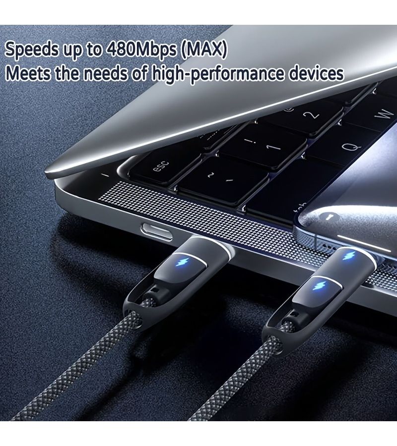 4 In 1 Digital Display Multi Charger Cable Dual Drag Dual Type C Design High Speed Fast Charging Cord Portable Universal Charging Solution For Home Office And Travel Electronics Blue Latest Upgraded Version - Image 3