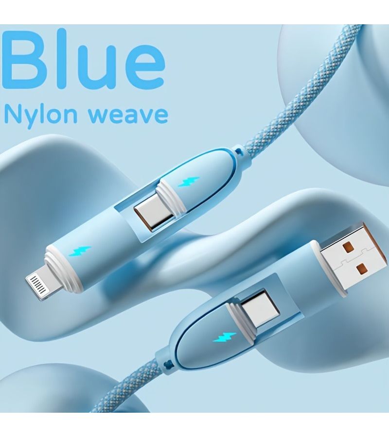 4 In 1 Digital Display Multi Charger Cable Dual Drag Dual Type C Design High Speed Fast Charging Cord Portable Universal Charging Solution For Home Office And Travel Electronics Blue Latest Upgraded Version - Image 5