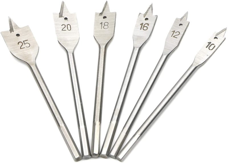 MLD HFB_03 Hex Shank Spade Boring Wood Flat Drill Bit Set -6 Pieces Wood Flat Drills Bits Hex Shank Spade Drill For Spade Boring In Wood, Plastic, PVC, Etc size 10-25 mm(material-metal,Color-Multi) - Image 1