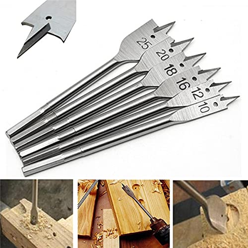 MLD HFB_03 Hex Shank Spade Boring Wood Flat Drill Bit Set -6 Pieces Wood Flat Drills Bits Hex Shank Spade Drill For Spade Boring In Wood, Plastic, PVC, Etc size 10-25 mm(material-metal,Color-Multi) - Image 3
