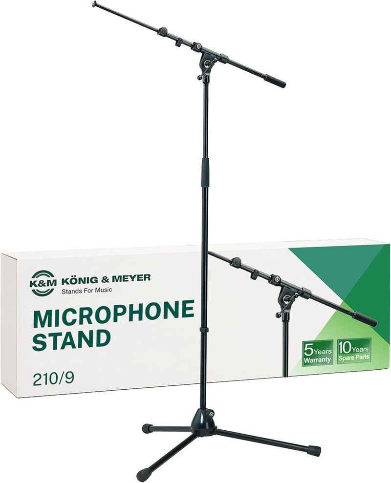 KM K&M König & Meyer 21090 Tripod Microphone Stand with Adjustable Telescoping Boom Arm - Black - Image 1