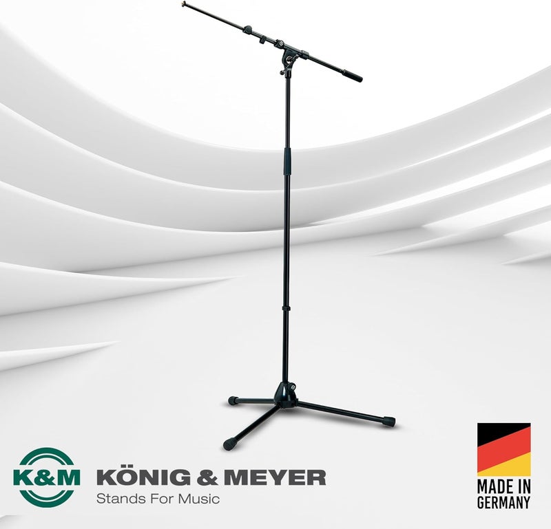 KM K&M König & Meyer 21090 Tripod Microphone Stand with Adjustable Telescoping Boom Arm - Black - Image 4