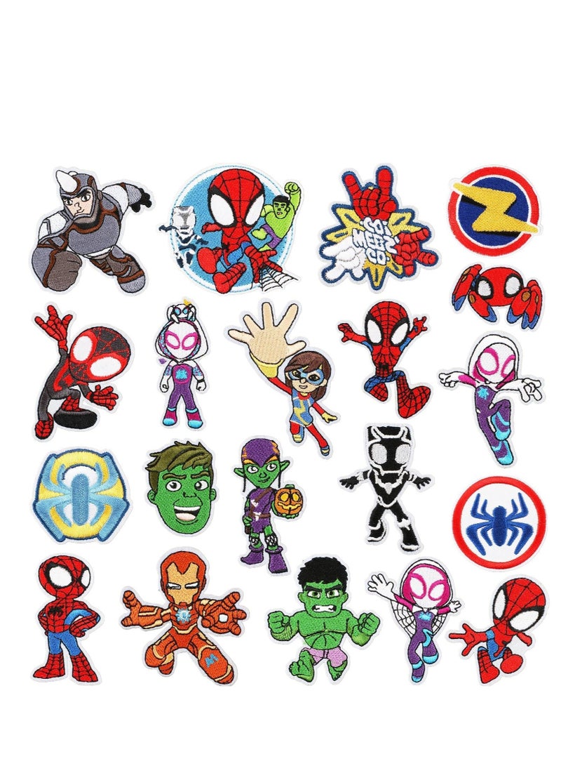 Iron on Patches for Clothing, 20 Pieces Decorative Patches Patches for Backpacks Embroidered Iron on/Sew on Decorative Applique Patch Patches for Clothing Jeans, Jackets, Shirts, Bag, Caps - Image 1