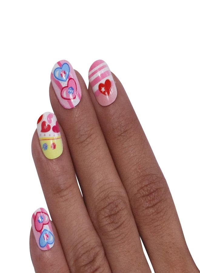 Beromt Press On Nails Set Of Full Fake Nails With Beautiful Printed Multicolor Deisgn For Kids -BFN45KN - Image 2