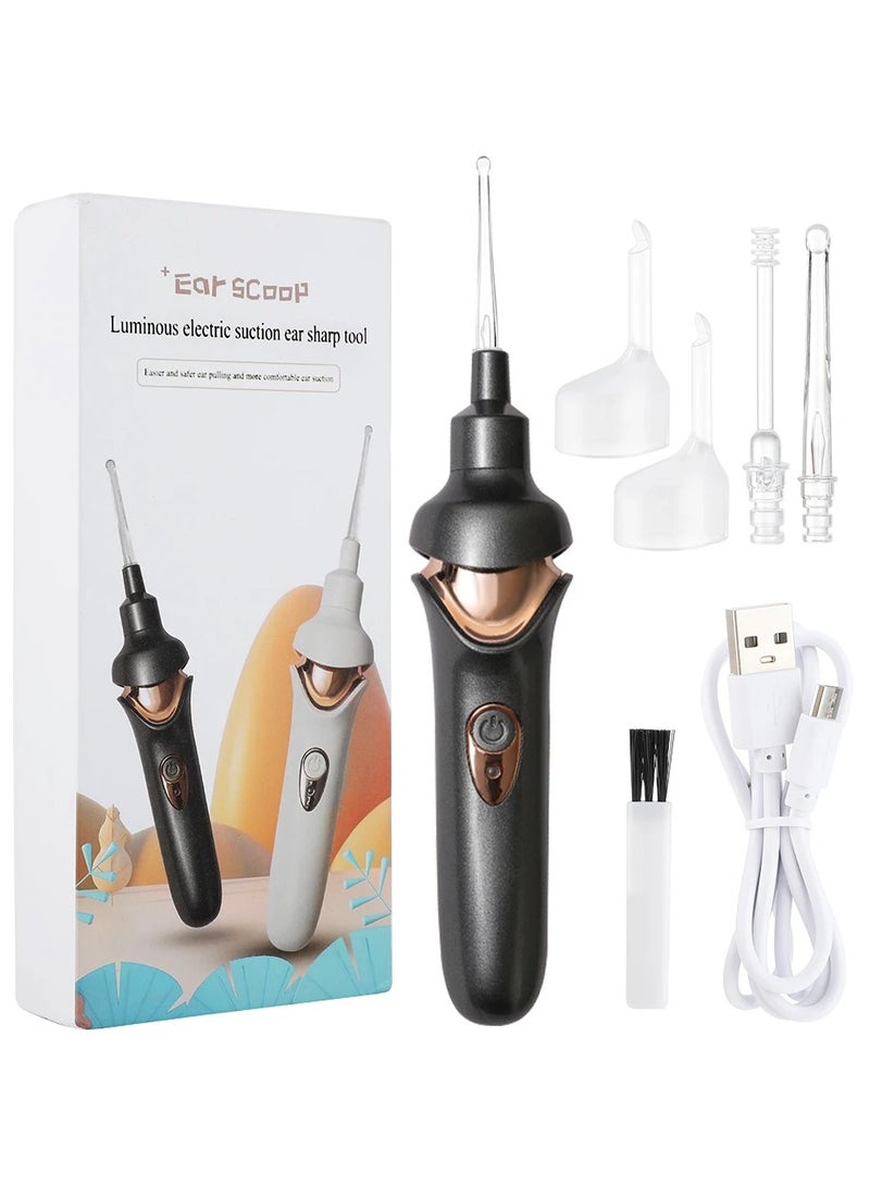 ارواق مجموعة مزيل شفط شمع الأذن الكهربائية المضيئة، مجموعة أدوات تنظيف الأذن المرئية القابلة لإعادة الشحن للأطفال والكبار - Image 1
