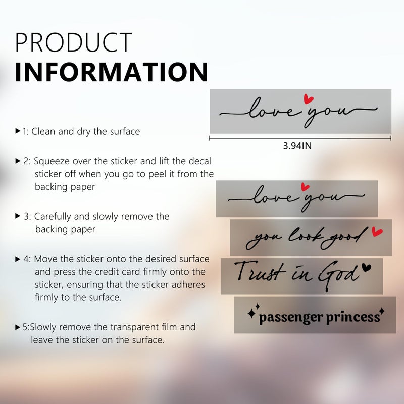Pakeed 10pcs Car Stickers, Cars Decals I Love You Drive Safe Mirror Sticker Trust in God Rearview Mirror Decals Car Window Vinyl Decal Various Style Makeup Rear View Mirror Sticker Set Fits Most Vehicles - Image 3
