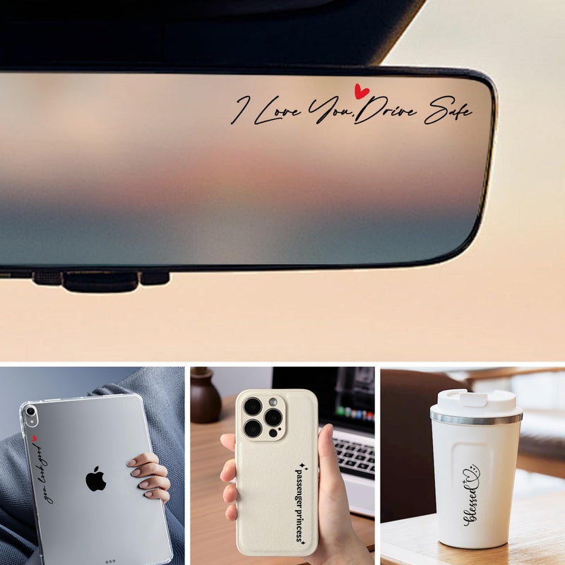 Pakeed 10pcs Car Stickers, Cars Decals I Love You Drive Safe Mirror Sticker Trust in God Rearview Mirror Decals Car Window Vinyl Decal Various Style Makeup Rear View Mirror Sticker Set Fits Most Vehicles - Image 5