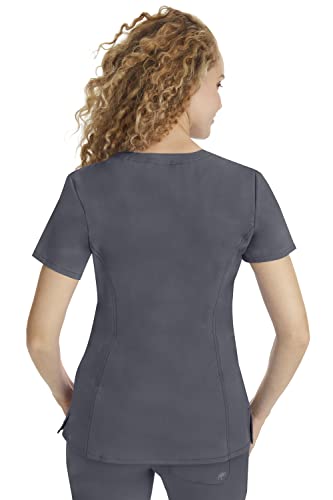 Healing Hands Scrub Top for Women with 3 Pockets and Easy Care 2Way Stretch Fabric 2278 L Pewter - Image 3