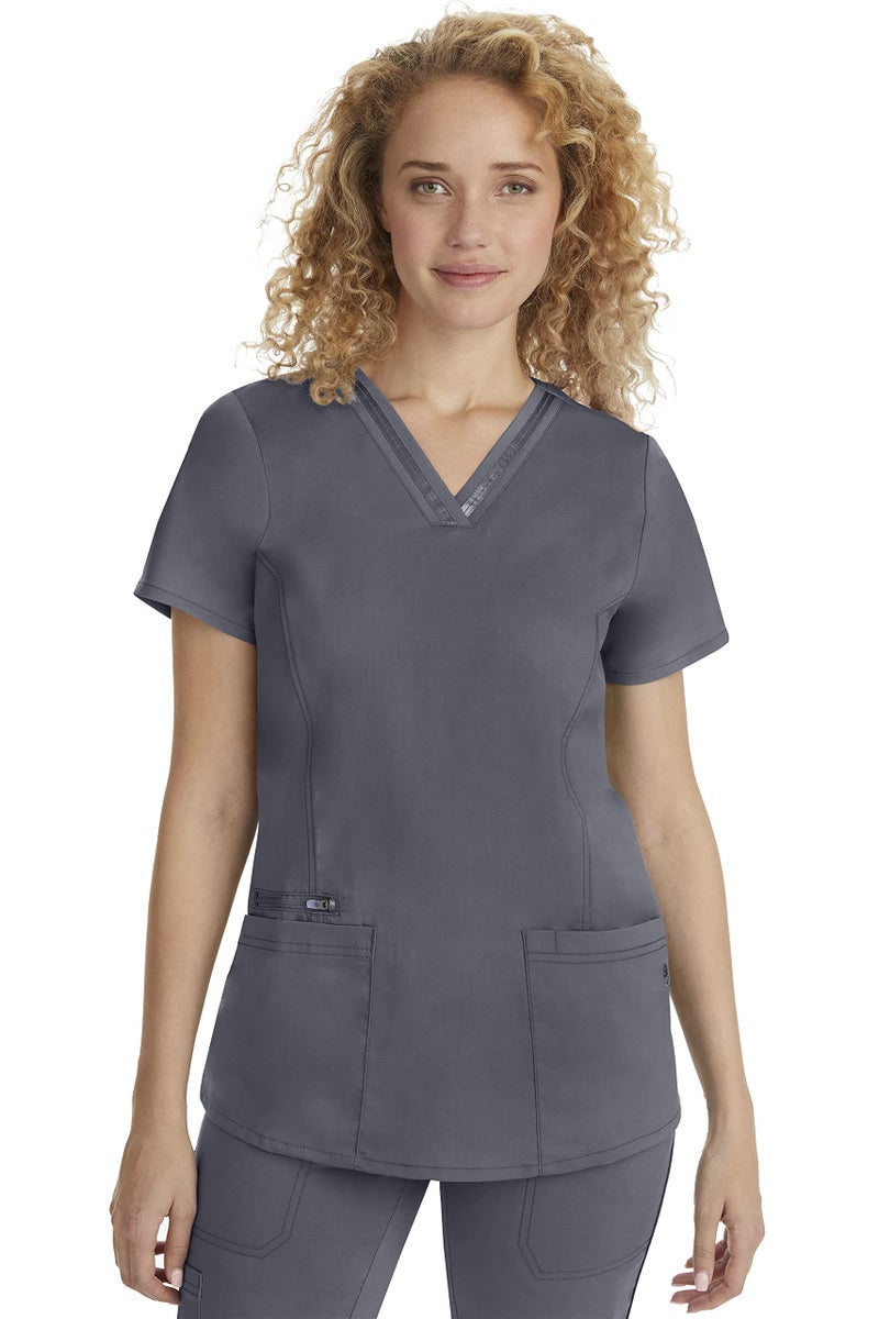 Healing Hands Scrub Top for Women with 3 Pockets and Easy Care 2Way Stretch Fabric 2278 L Pewter - Image 2