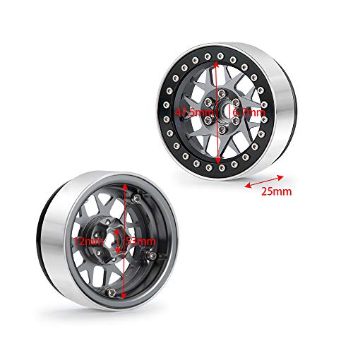 RCLIONS 4pcs Aluminum Alloy 22inch Beadlock Wheels Rims for Axial Wraith SCX10 TRX4 110th RC Rock Crawler Car Titanium - Image 5