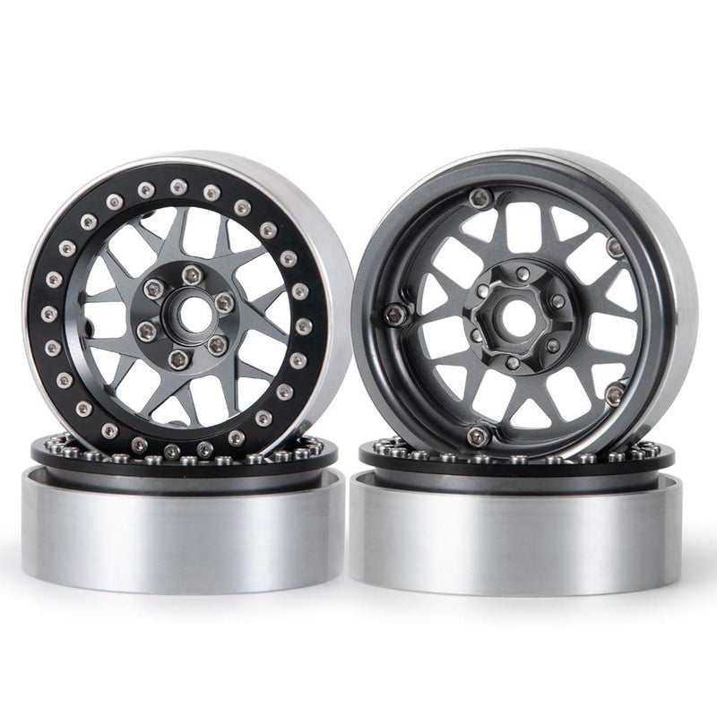 RCLIONS 4pcs Aluminum Alloy 22inch Beadlock Wheels Rims for Axial Wraith SCX10 TRX4 110th RC Rock Crawler Car Titanium - Image 3